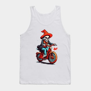 Witch skeleton riding bike Tank Top